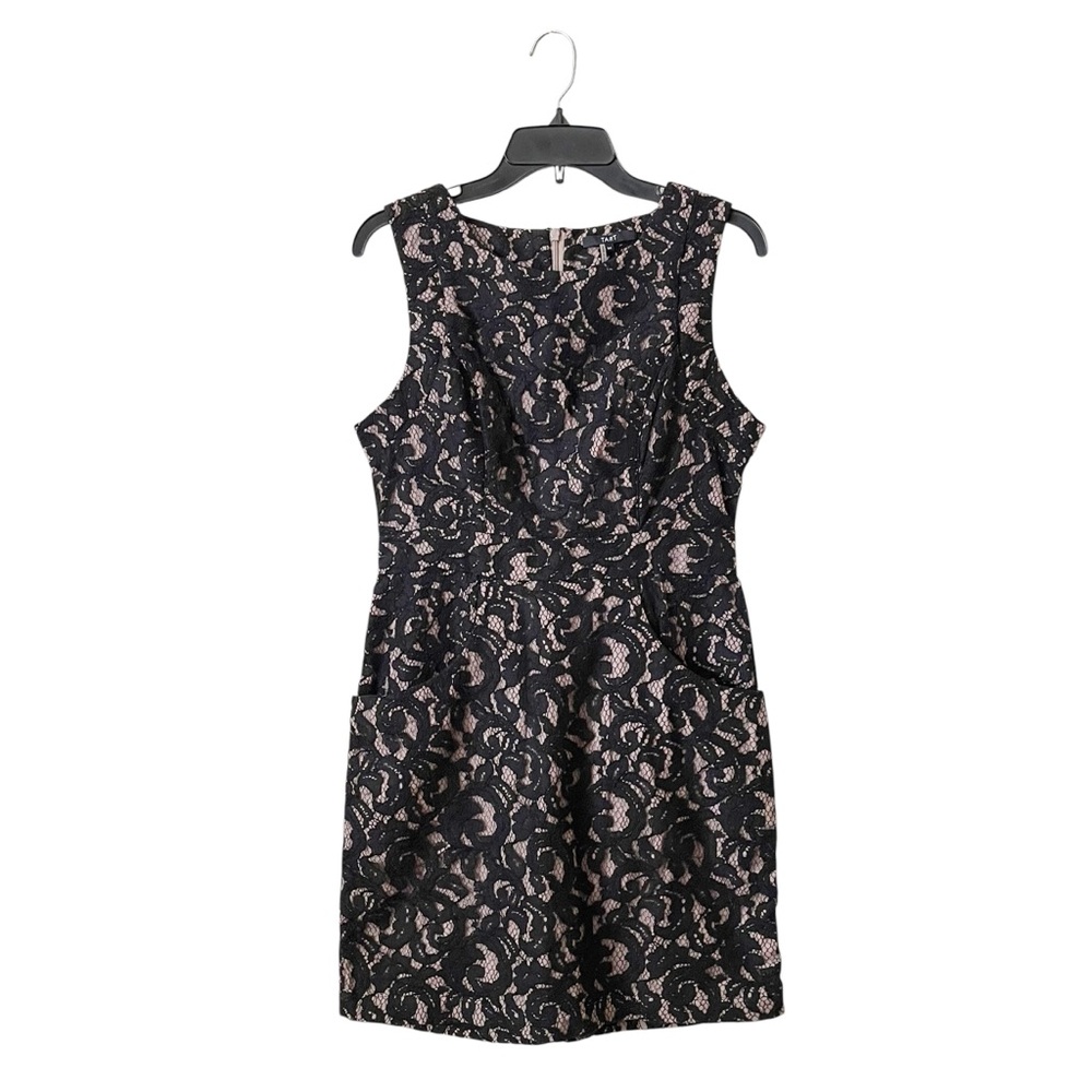 Tart Black Lace Dress Women's Size M Sleeveless Lined Zip Sheath Classic Elegant